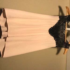 light pink, black lace tank top